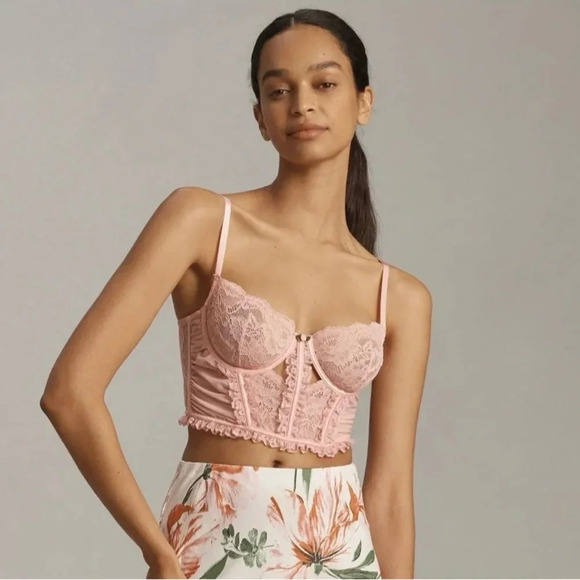 Anthropologie Pink Lace Bustier NWT Size Large - Picture 3 of 6